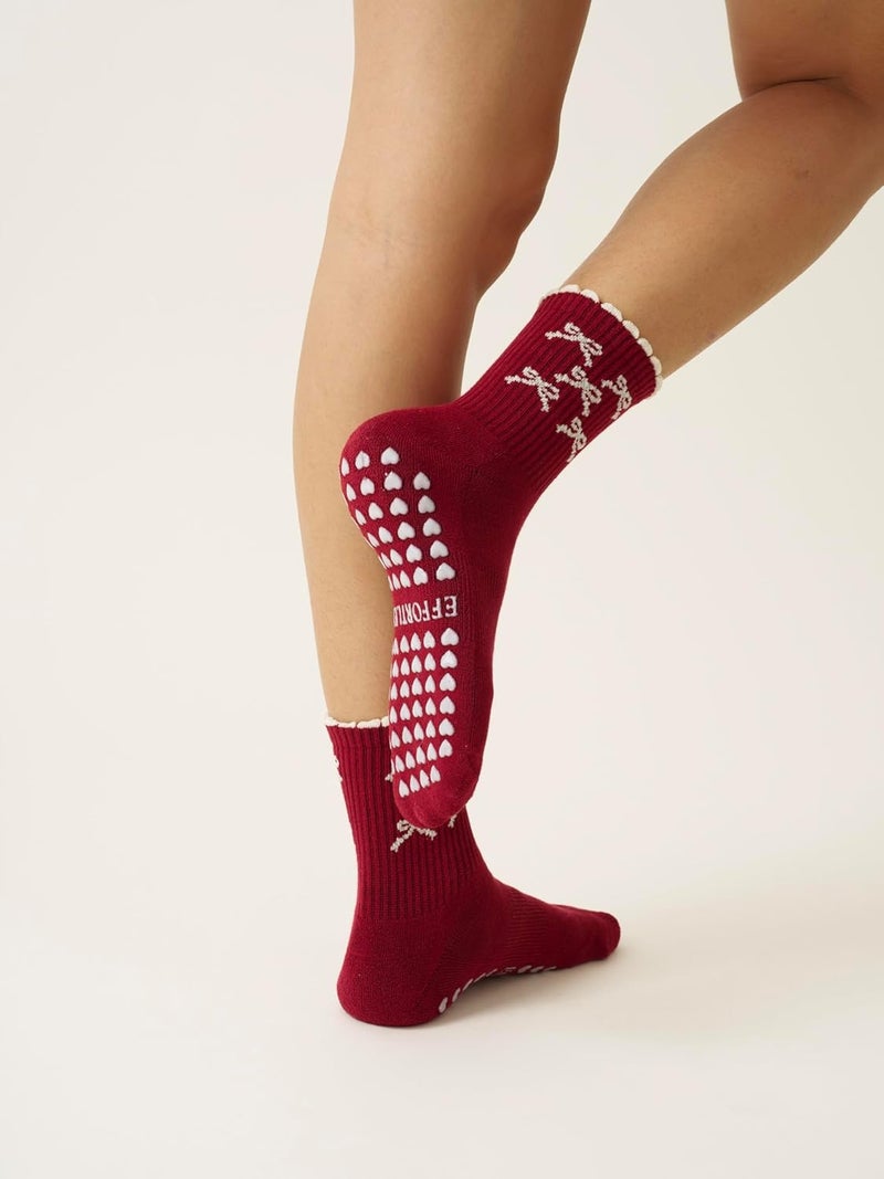 Shapes Studio Crew Half Calf Grip Socks, Cutest Fruits Pilates Socks, Ruffle socks, Non-Slip, Barre Yoga Fitness - Image 4